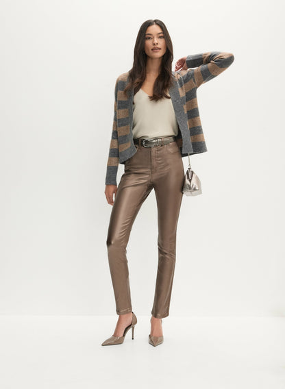 Women Shimmer Striped Knit Cardigan Storm Mix | Melanie Lyne