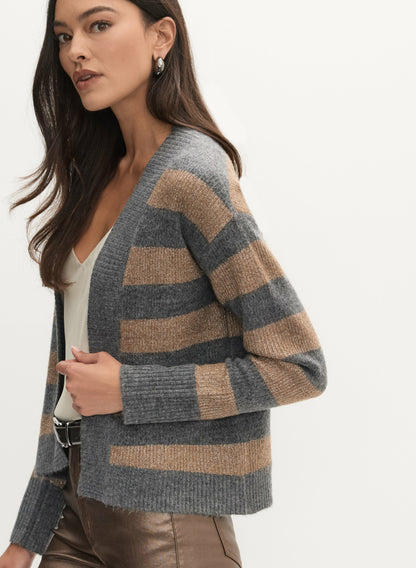 Women Shimmer Striped Knit Cardigan Storm Mix | Melanie Lyne