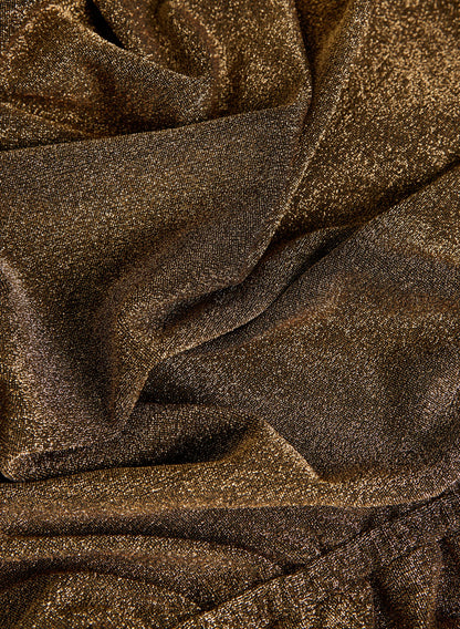 Women Glitter Knit Cowl Neck Jumpsuit Metallic Bronze | Melanie Lyne