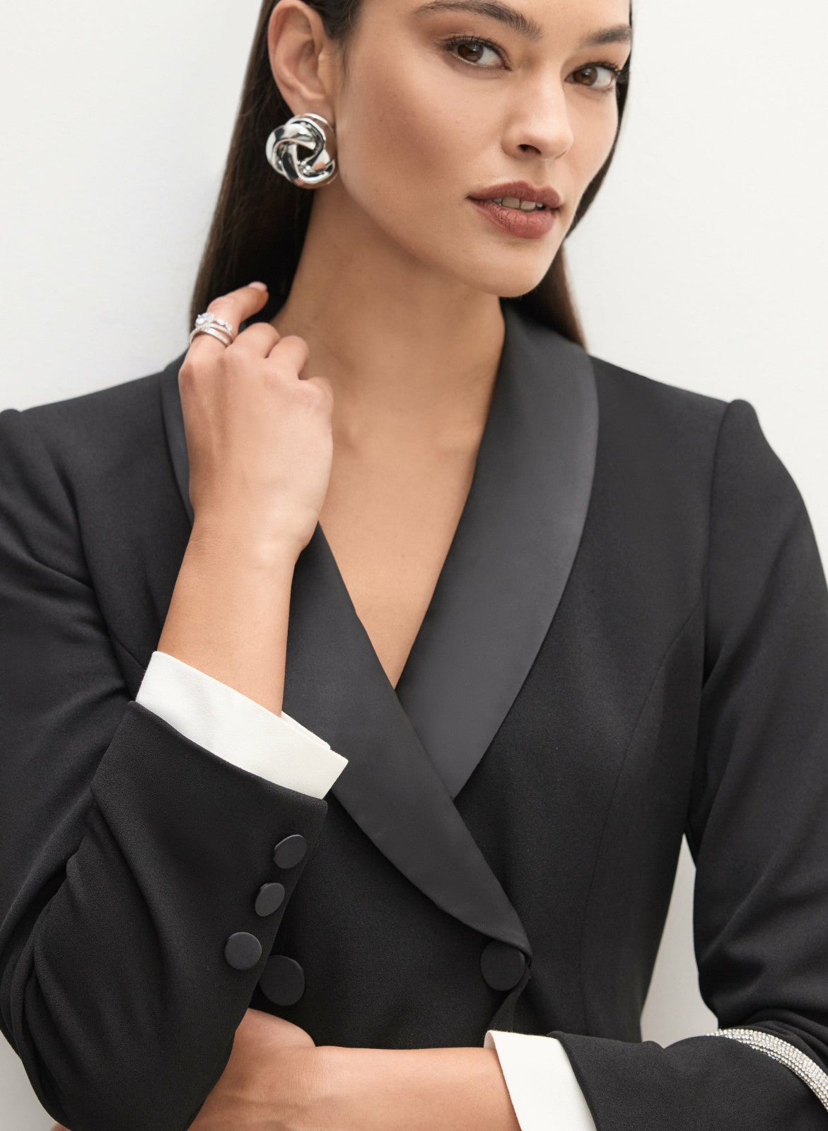 Women Double-Breasted Tuxedo Dress Black | Melanie Lyne