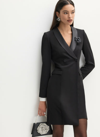 Women Double-Breasted Tuxedo Dress Black | Melanie Lyne