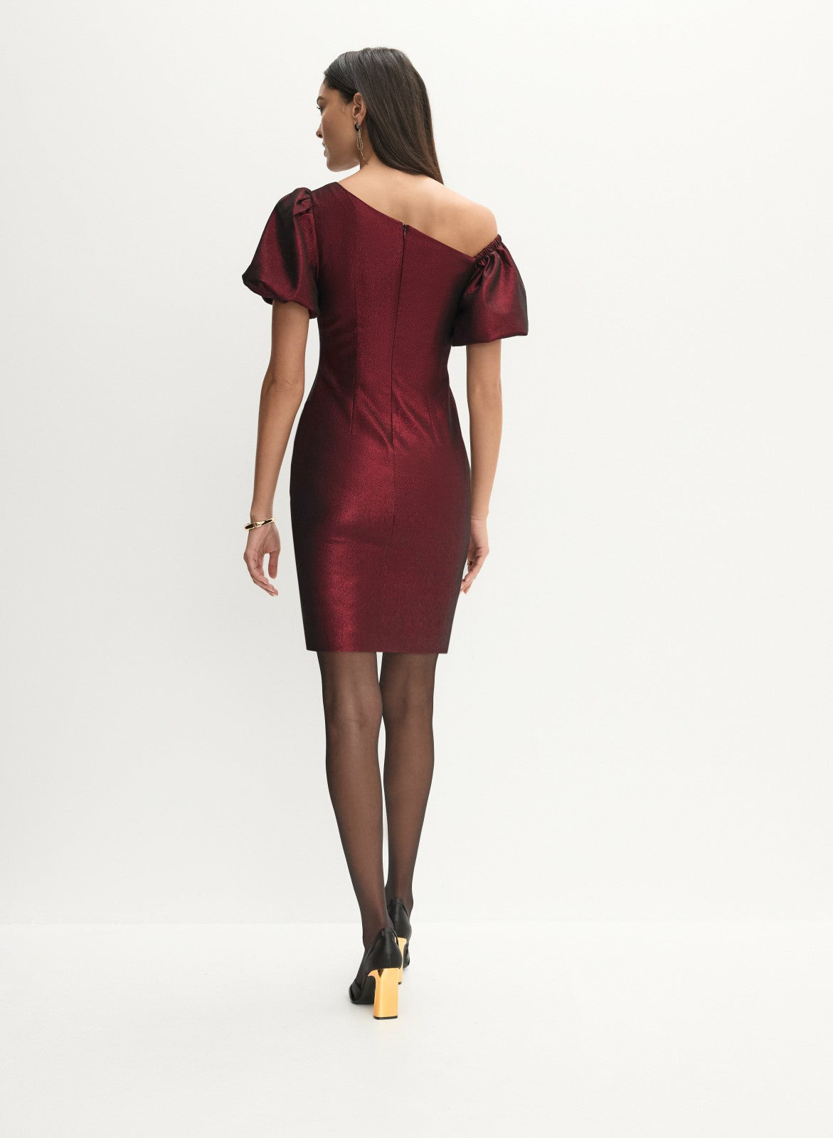 Women Adrianna by Adrianna Papell - Glitter Knit Bardot Dress Ruby Red | Melanie Lyne