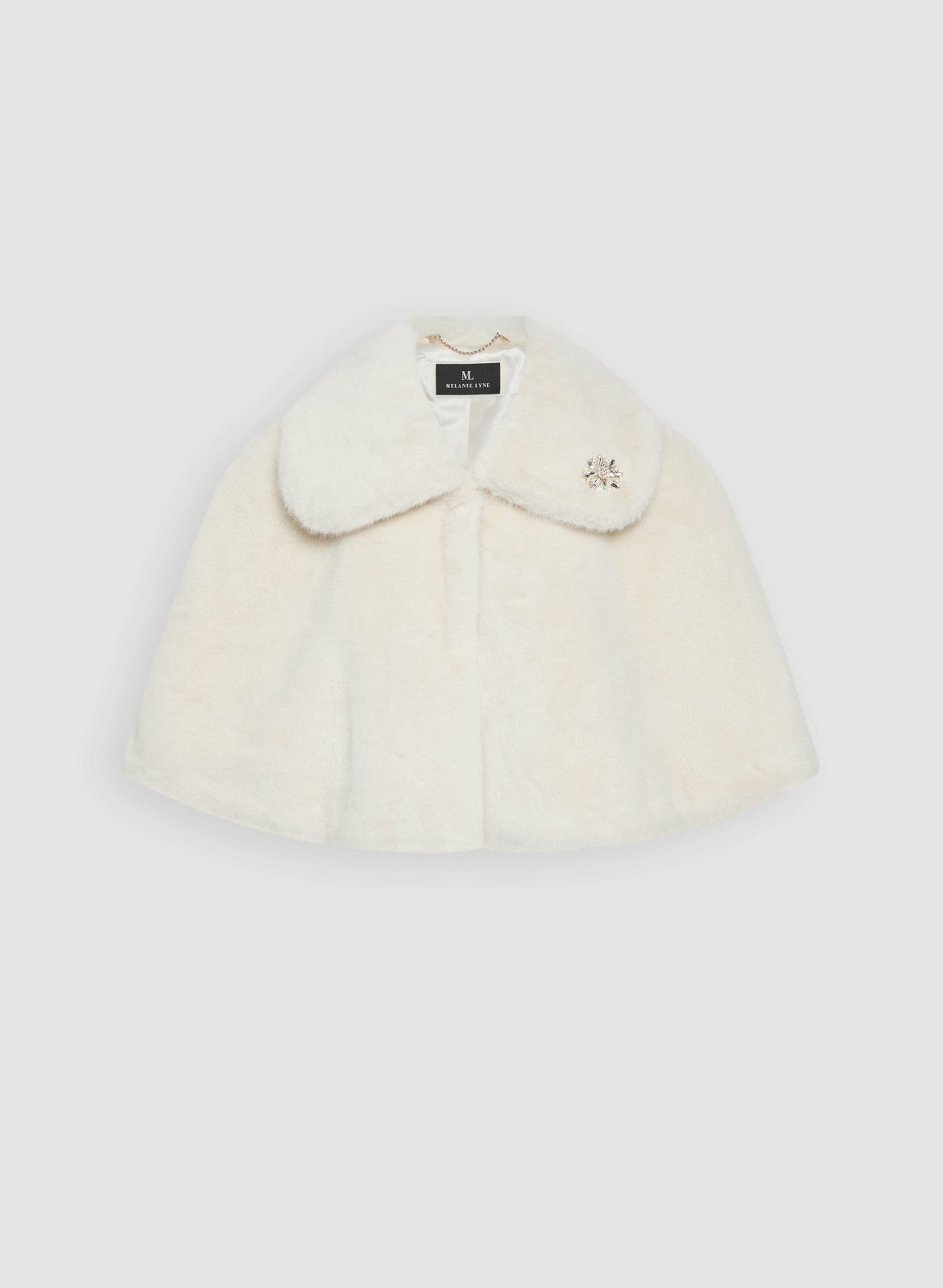 Women Embellished Faux Fur Cape Ecru White | Melanie Lyne