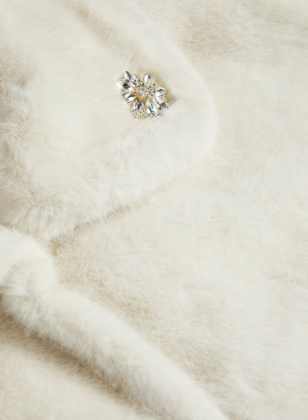 Women Embellished Faux Fur Cape Ecru White | Melanie Lyne