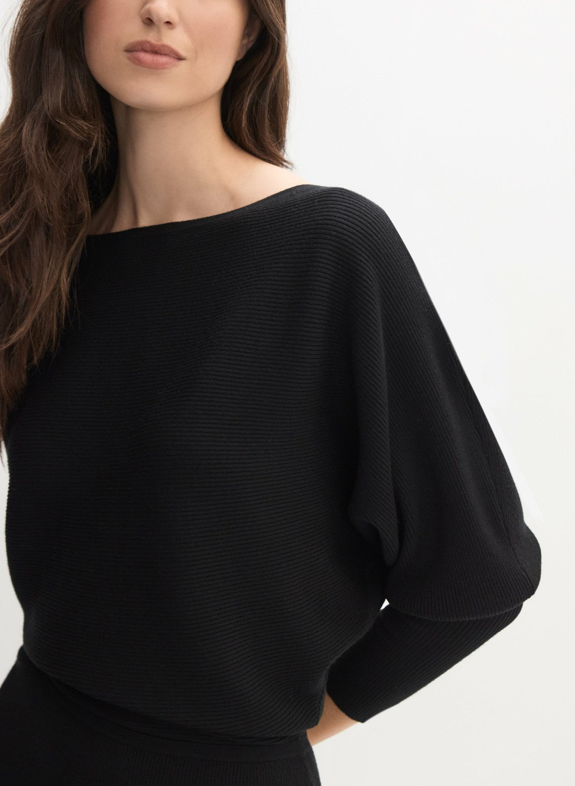 Women Dolman Sleeve Sweater Dress Black | Melanie Lyne