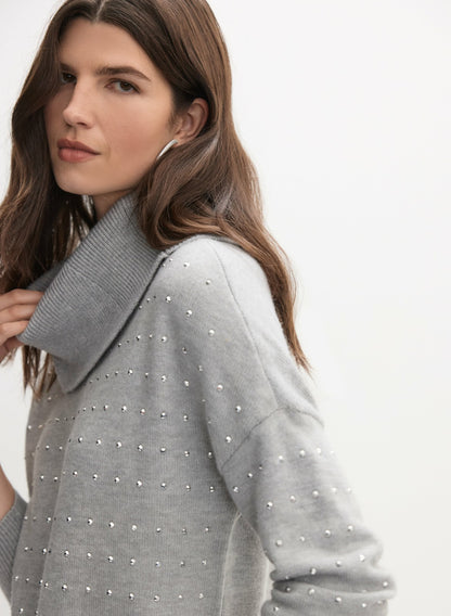 Women Joseph Ribkoff - Studded Knit Sweater Dark Grey | Melanie Lyne