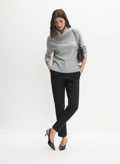 Women Joseph Ribkoff - Studded Knit Sweater Dark Grey | Melanie Lyne