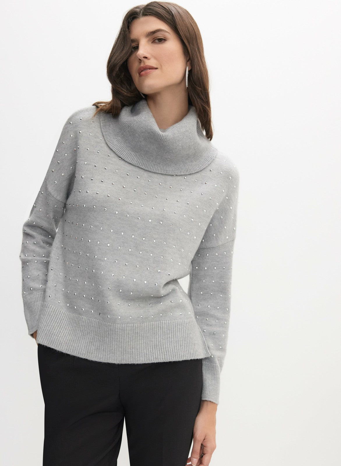Women Joseph Ribkoff - Studded Knit Sweater Dark Grey | Melanie Lyne