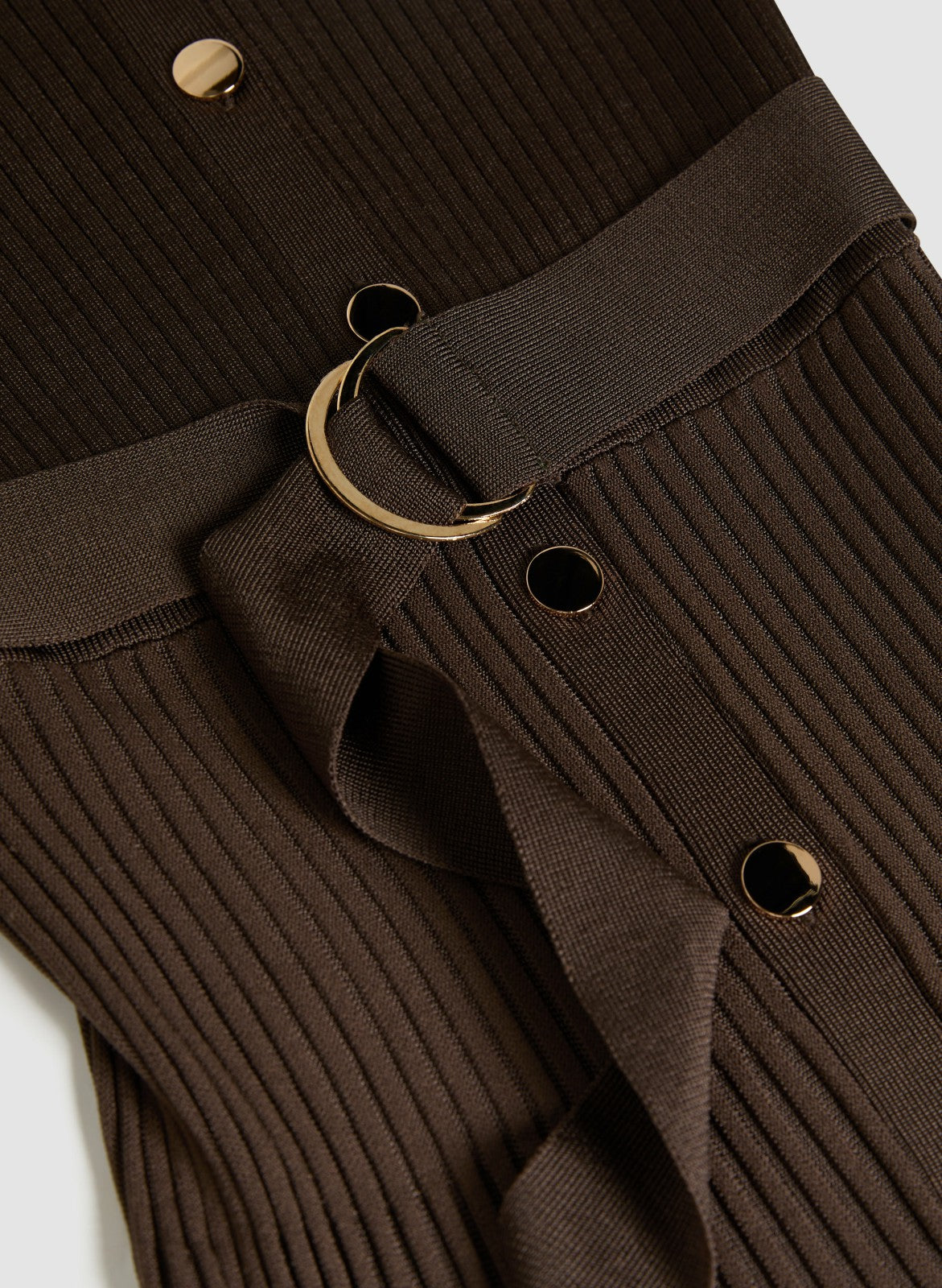 Women Ribbed Knit Plissé Hem Dress Espresso | Melanie Lyne