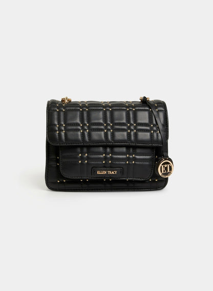 Women Stud Embellished Shoulder Bag Black | Melanie Lyne