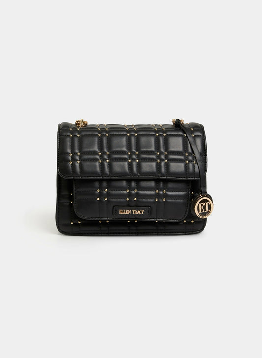 Women Stud Embellished Shoulder Bag Black | Melanie Lyne