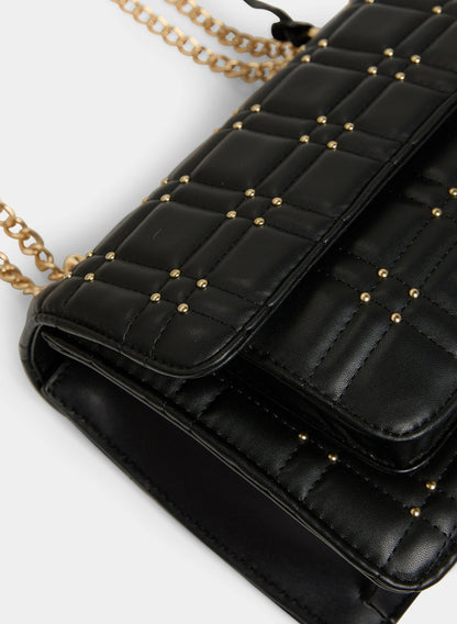 Women Stud Embellished Shoulder Bag Black | Melanie Lyne