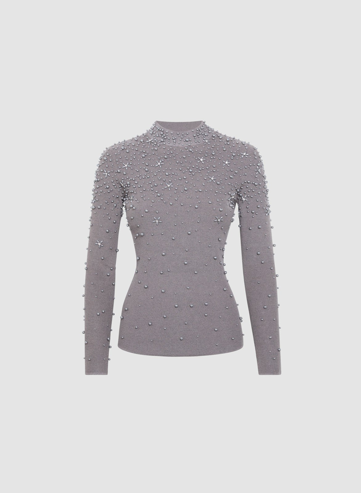 Women Pearl Embellished Sweater Silver Onyx | Melanie Lyne