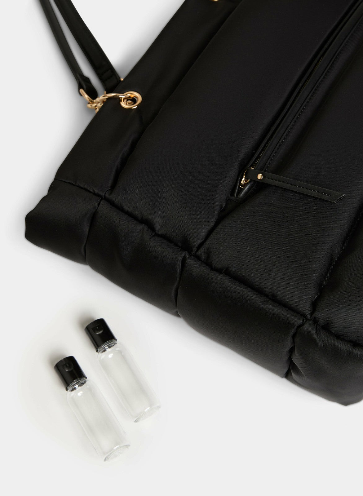Women Quilted Nylon Tote Bag Black | Melanie Lyne