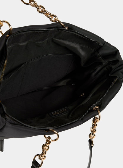 Women Quilted Nylon Tote Bag Black | Melanie Lyne