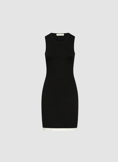 Women Contrast Trim Cardigan & Dress Set Black & White | Melanie Lyne