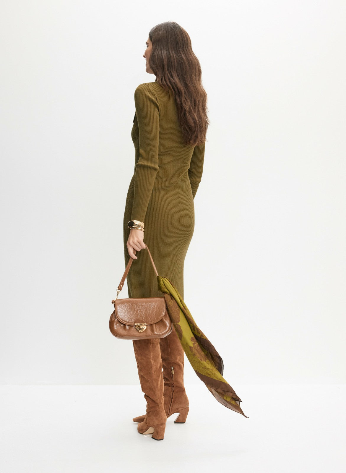 Women Ribbed Knit Button-Down Dress Aloe | Melanie Lyne