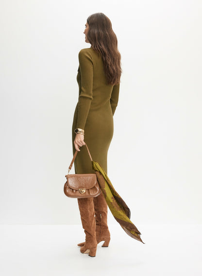 Women Ribbed Knit Button-Down Dress Aloe | Melanie Lyne