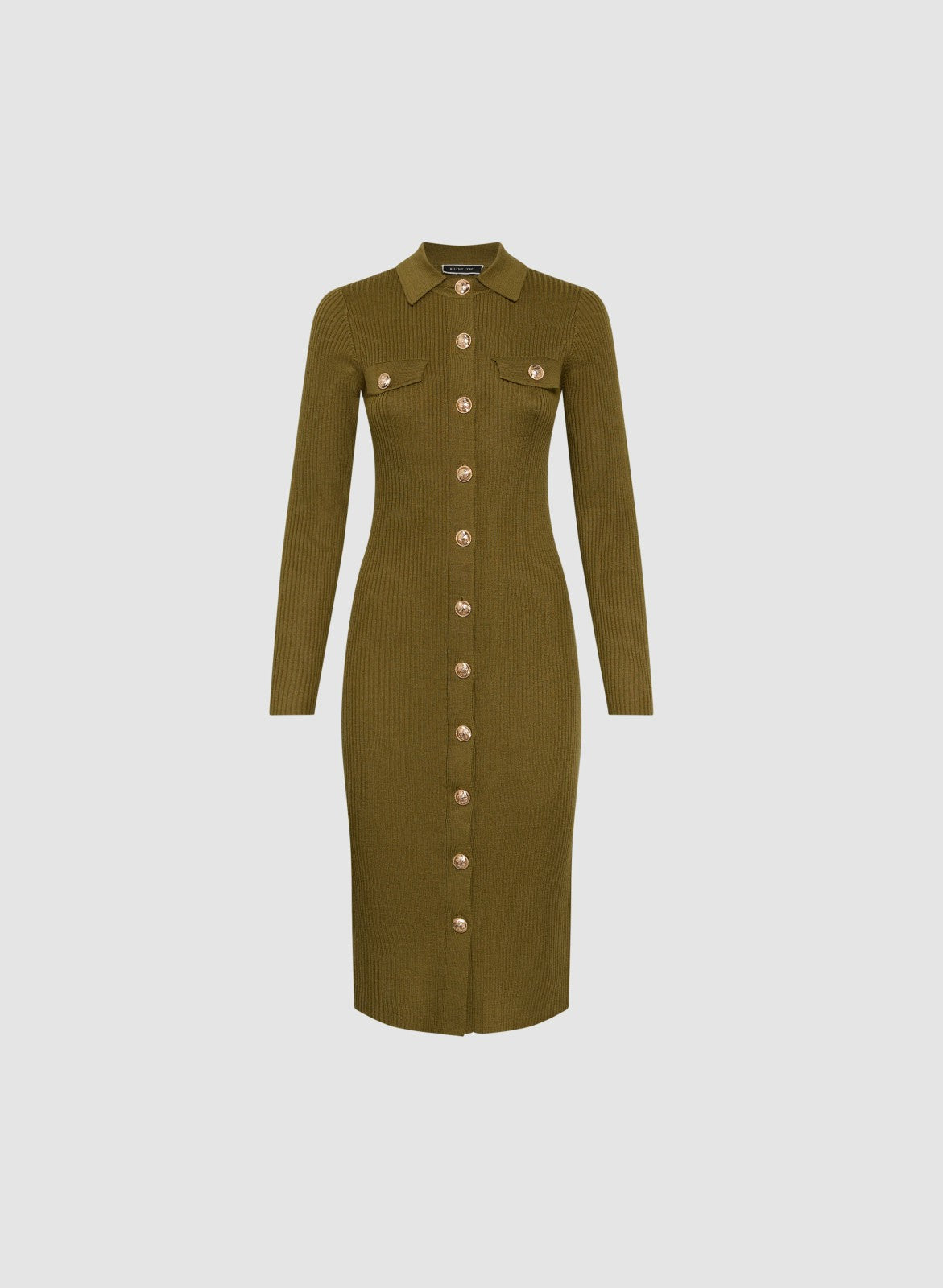 Women Ribbed Knit Button-Down Dress Aloe | Melanie Lyne