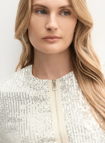 Women Sequin Zip Jacket Panna | Melanie Lyne
