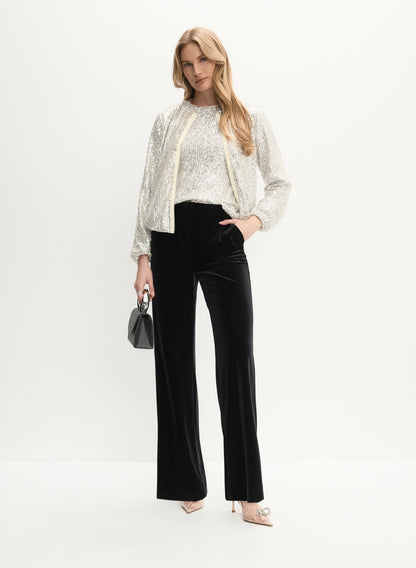 Women Sequin Zip Jacket Panna | Melanie Lyne