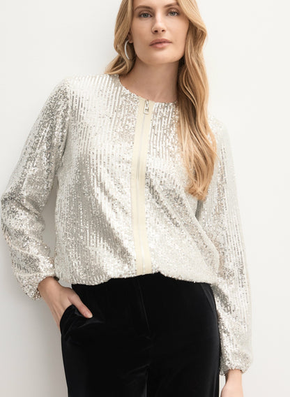Women Sequin Zip Jacket Panna | Melanie Lyne
