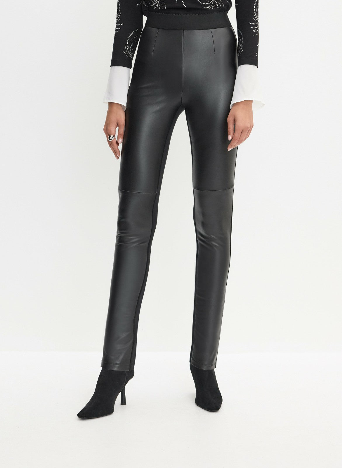 Women Kayla Vegan Leather Straight Leg Pants Black | Melanie Lyne