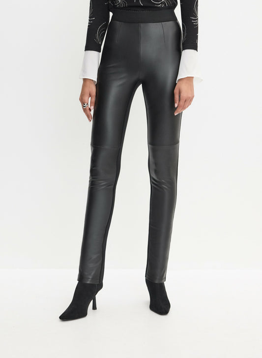 Women Kayla Vegan Leather Straight Leg Pants Black | Melanie Lyne