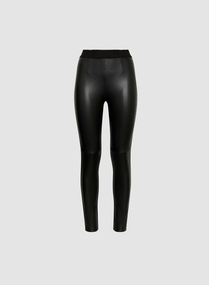 Women Kayla Vegan Leather Straight Leg Pants Black | Melanie Lyne