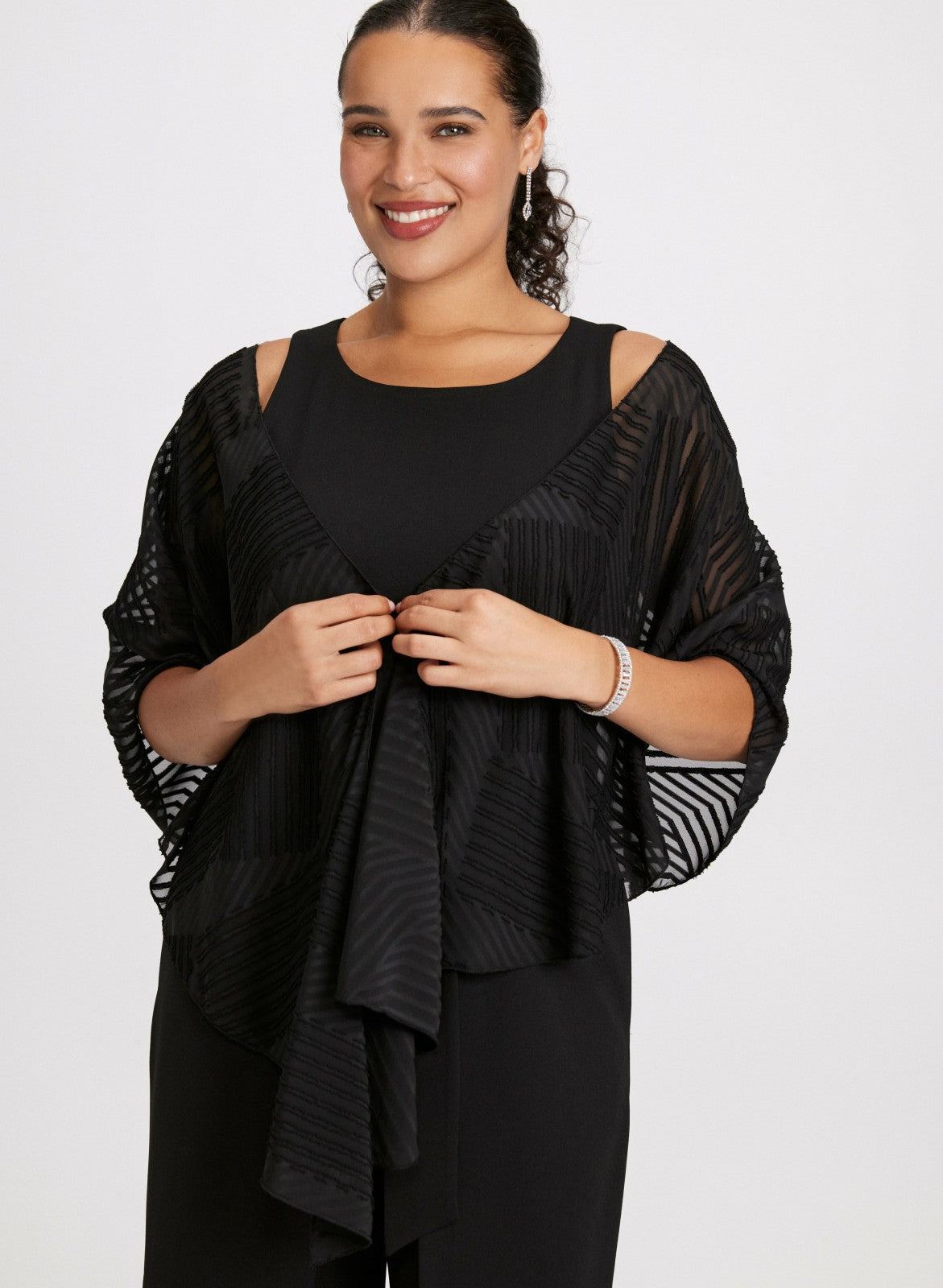 Women Lightweight Burnout Shawl Black | Melanie Lyne