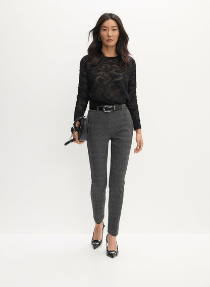 Women Open Rose Stitch Sweater Black | Melanie Lyne
