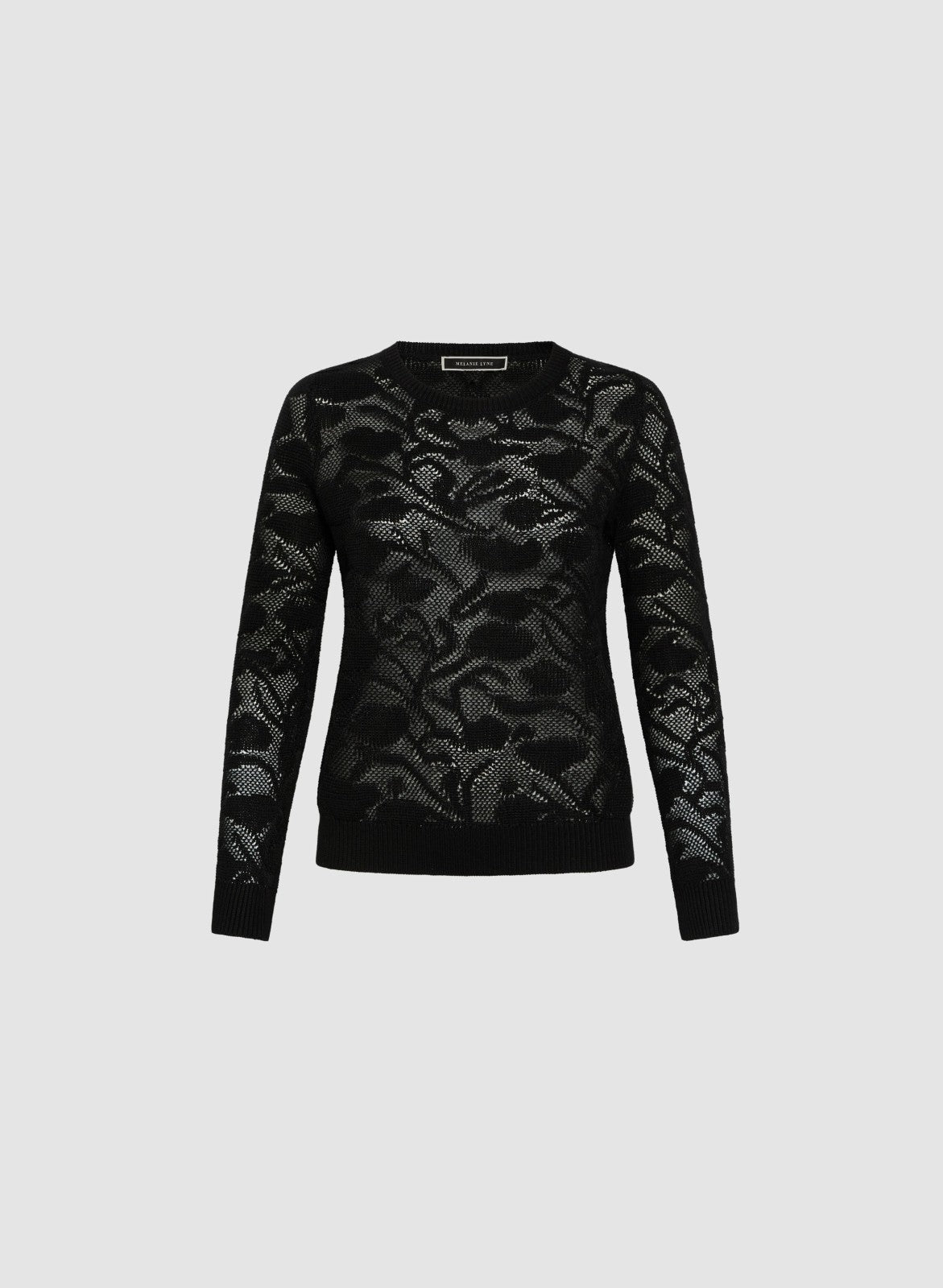 Women Open Rose Stitch Sweater Black | Melanie Lyne