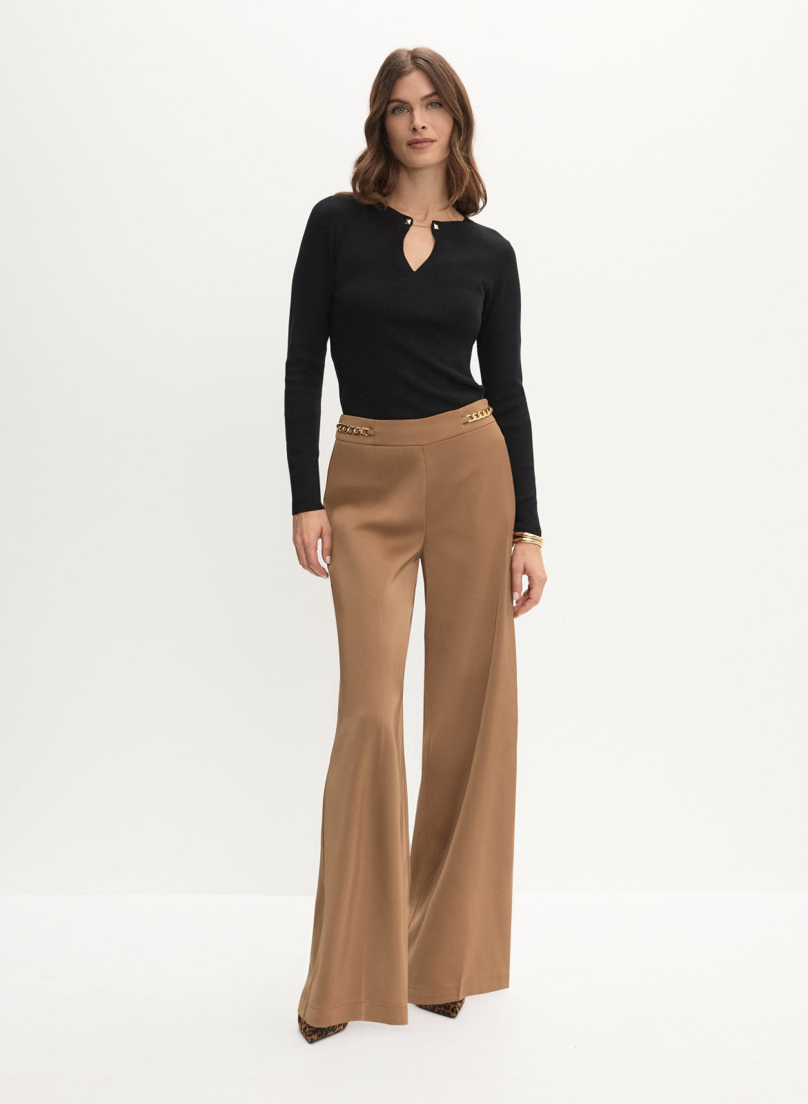Women Collar Pin Embellished Sweater Black | Melanie Lyne