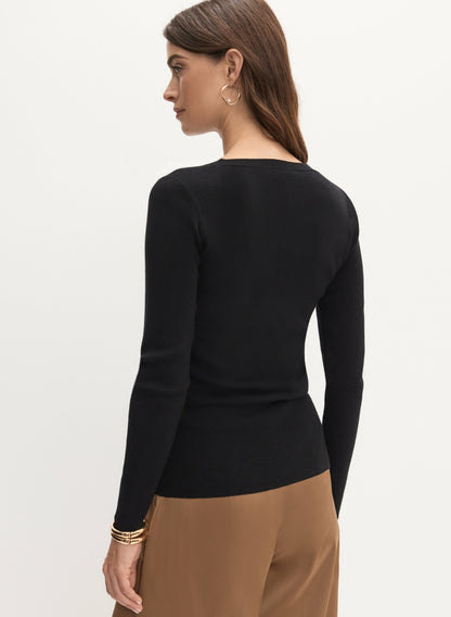 Women Collar Pin Embellished Sweater Black | Melanie Lyne
