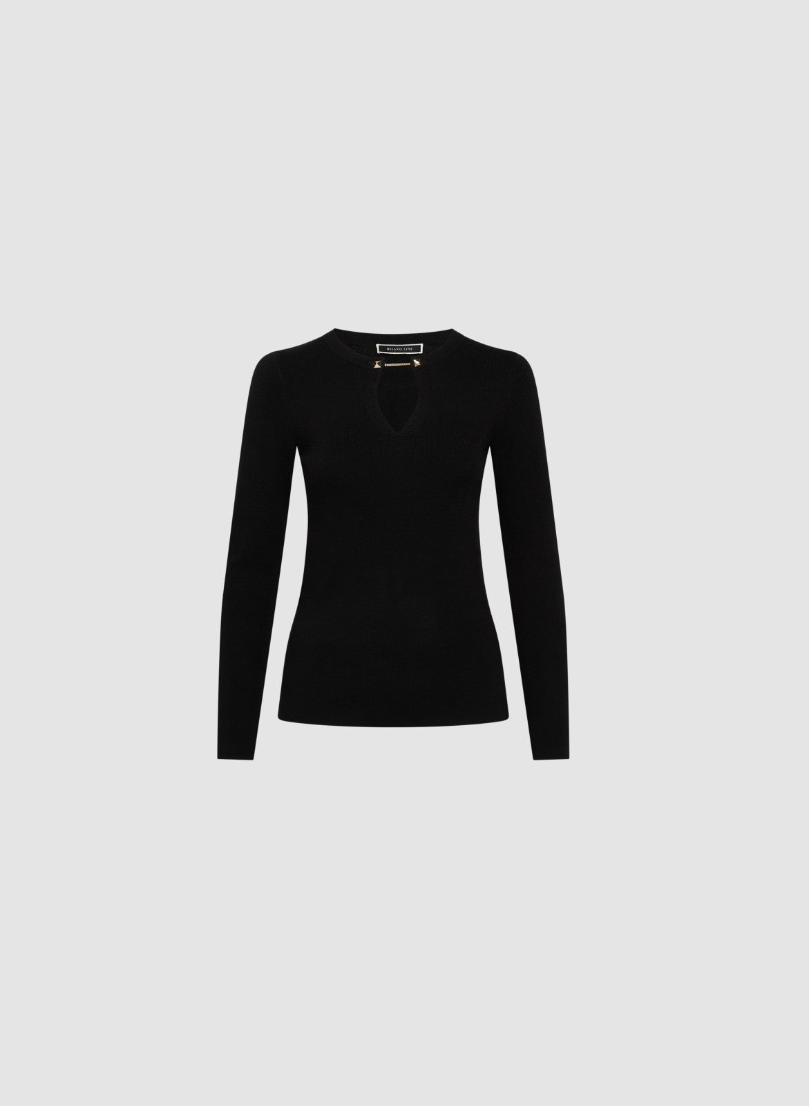 Women Collar Pin Embellished Sweater Black | Melanie Lyne