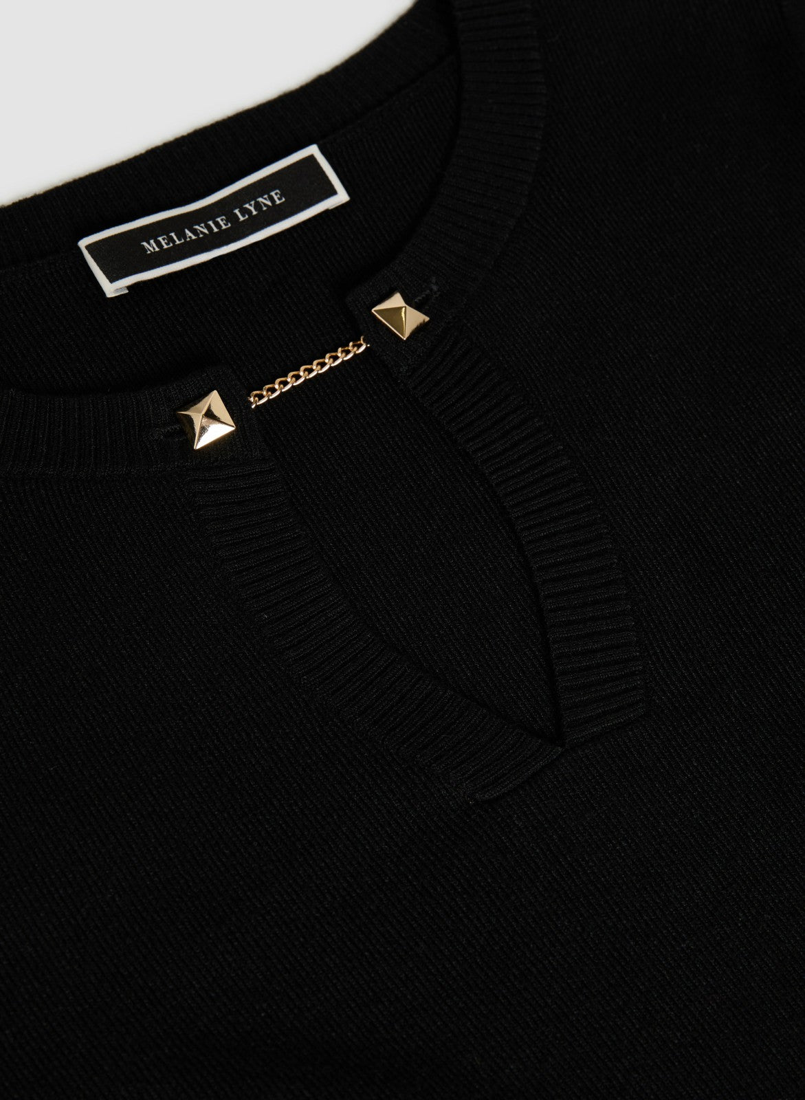 Women Collar Pin Embellished Sweater Black | Melanie Lyne