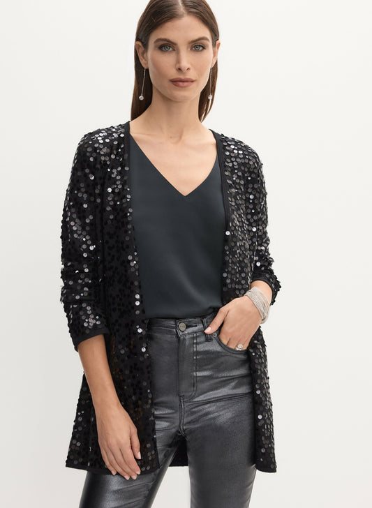 Women Long Sequin Cardigan Black | Melanie Lyne