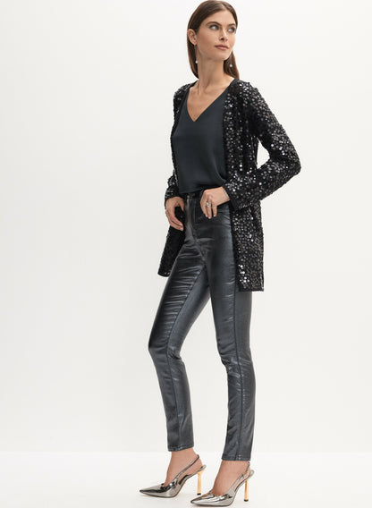 Women Long Sequin Cardigan Black | Melanie Lyne