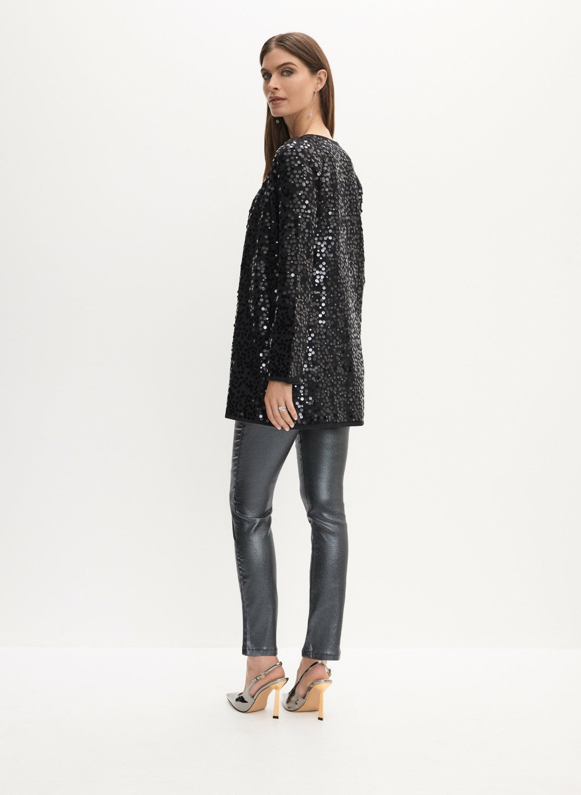 Women Long Sequin Cardigan Black | Melanie Lyne