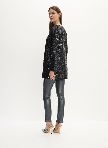 Women Long Sequin Cardigan Black | Melanie Lyne