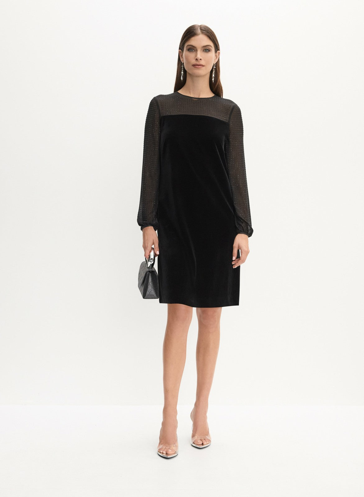 Women Velvet A-Line Dress Black | Melanie Lyne