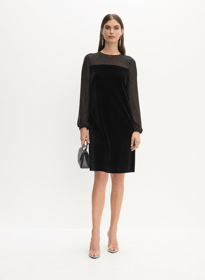 Women Velvet A-Line Dress Black | Melanie Lyne