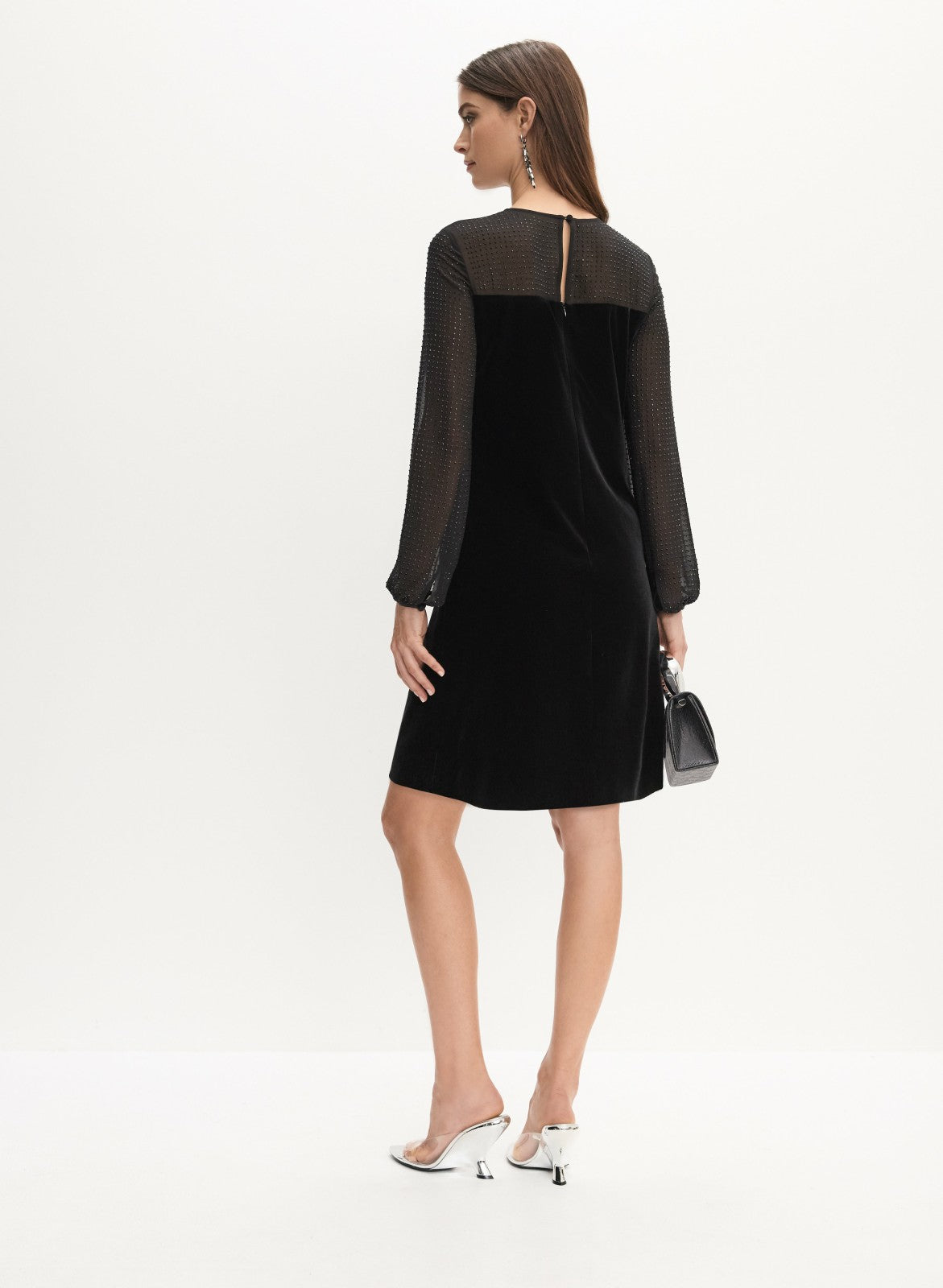 Women Velvet A-Line Dress Black | Melanie Lyne