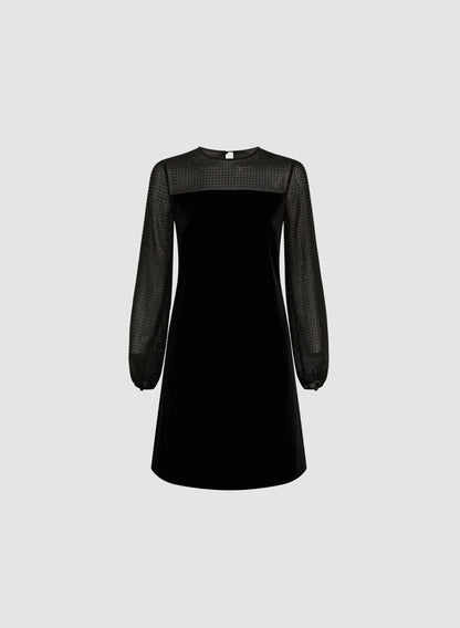 Women Velvet A-Line Dress Black | Melanie Lyne