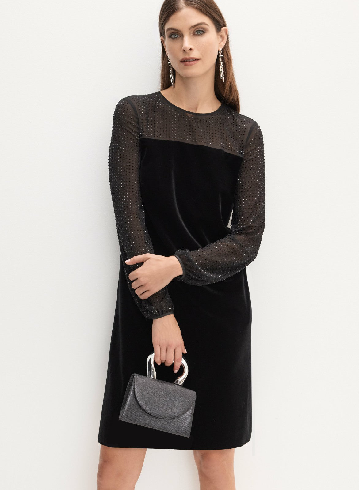 Women Velvet A-Line Dress Black | Melanie Lyne