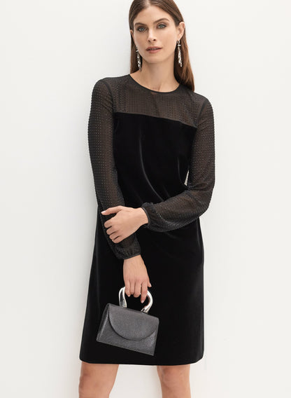 Women Velvet A-Line Dress Black | Melanie Lyne