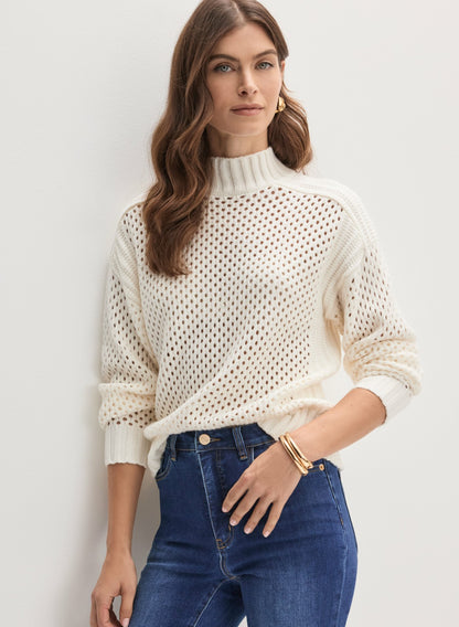 Women Open Knit Sweater Panna | Melanie Lyne