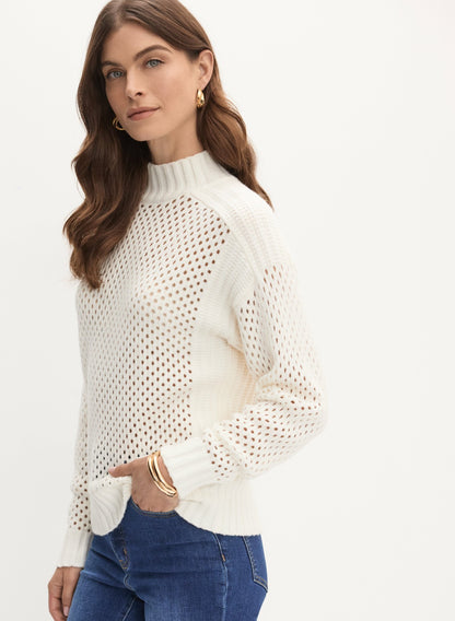 Women Open Knit Sweater Panna | Melanie Lyne