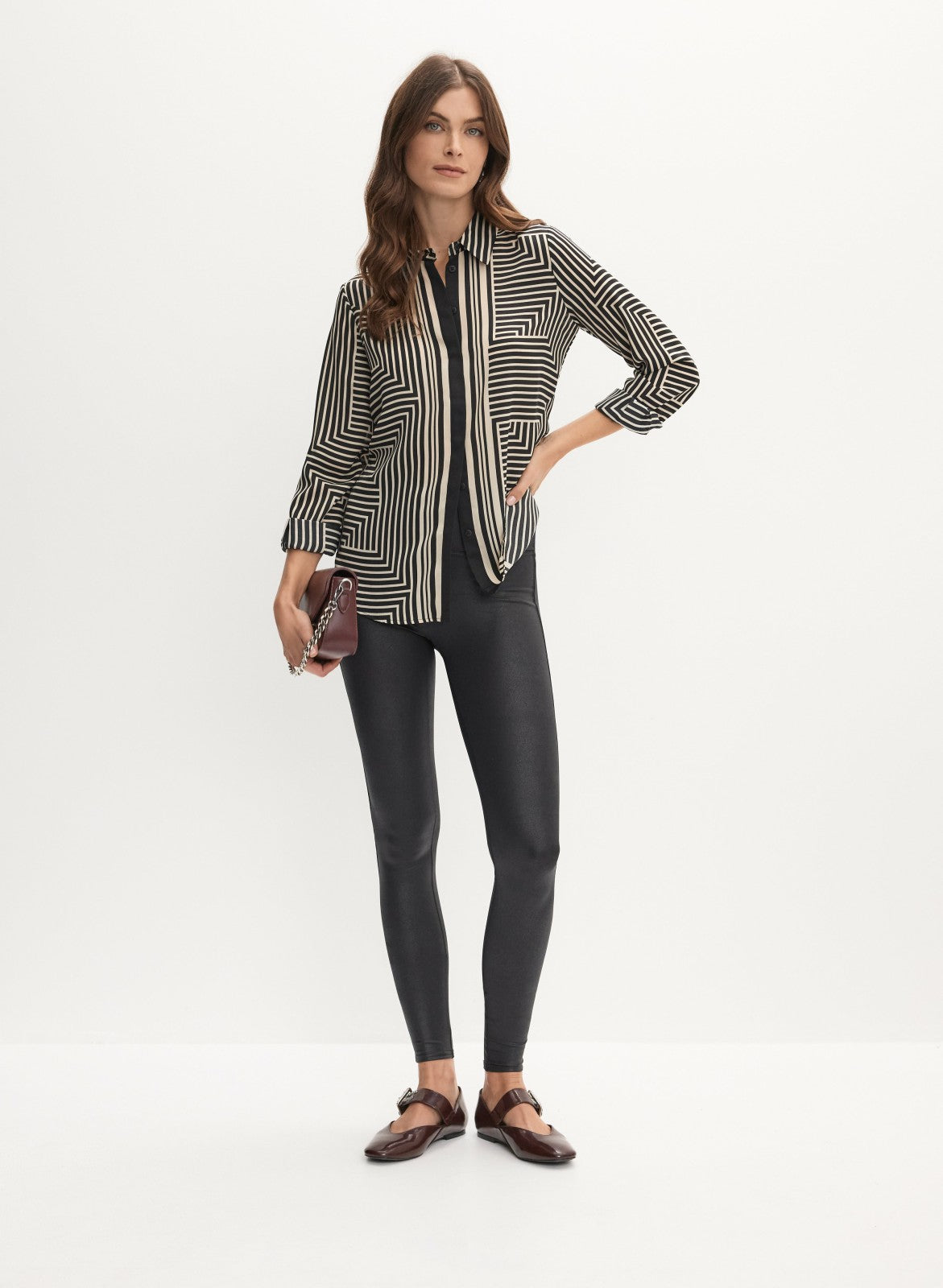 Women Mixed Geometric Print Blouse Black & White | Melanie Lyne