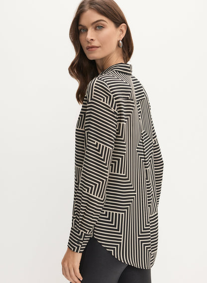 Women Mixed Geometric Print Blouse Black & White | Melanie Lyne
